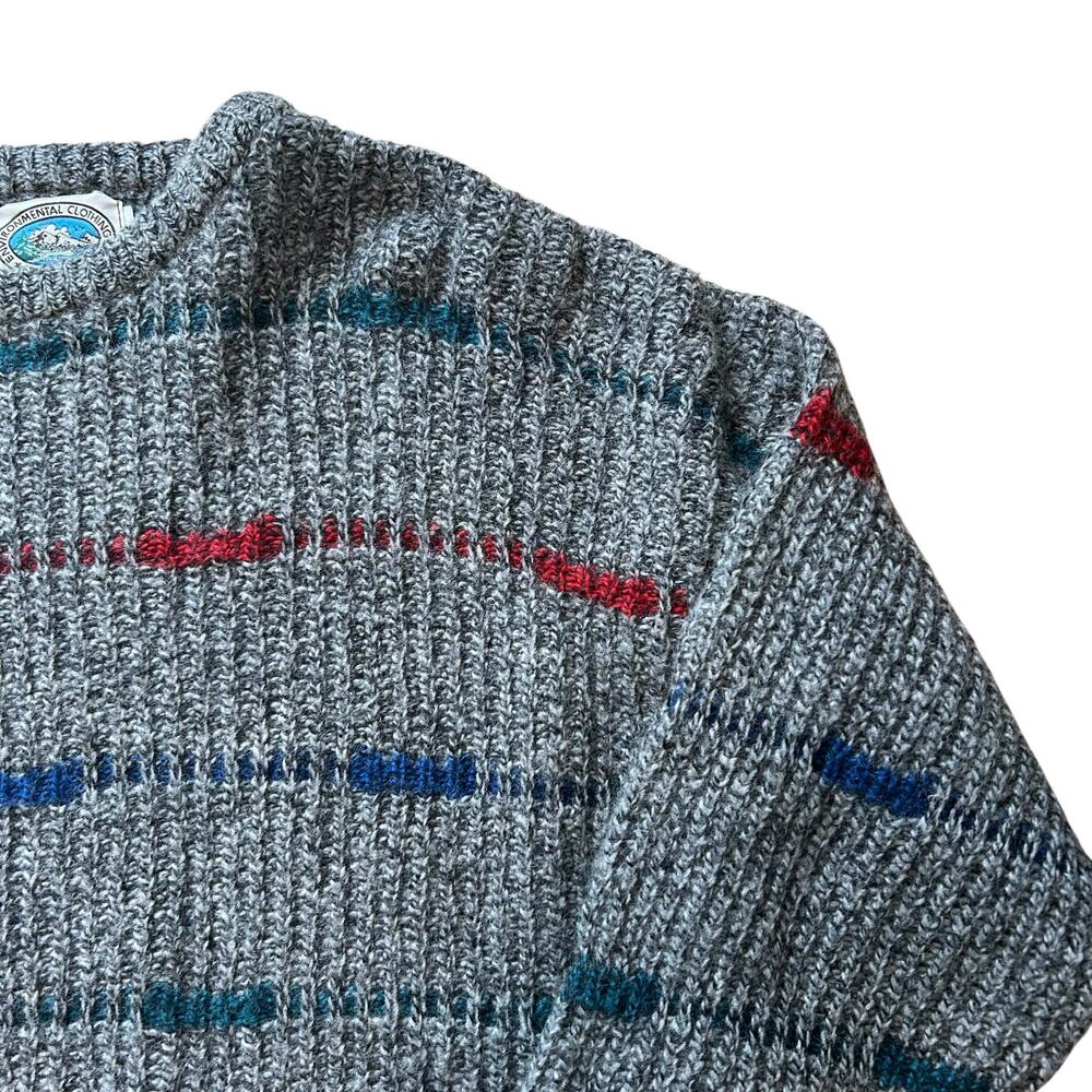 Vintage Gray Wool Sweater Men Sz Large 80s Dadcore Scandinavian Knit Retro Artsy - Picture 7 of 16